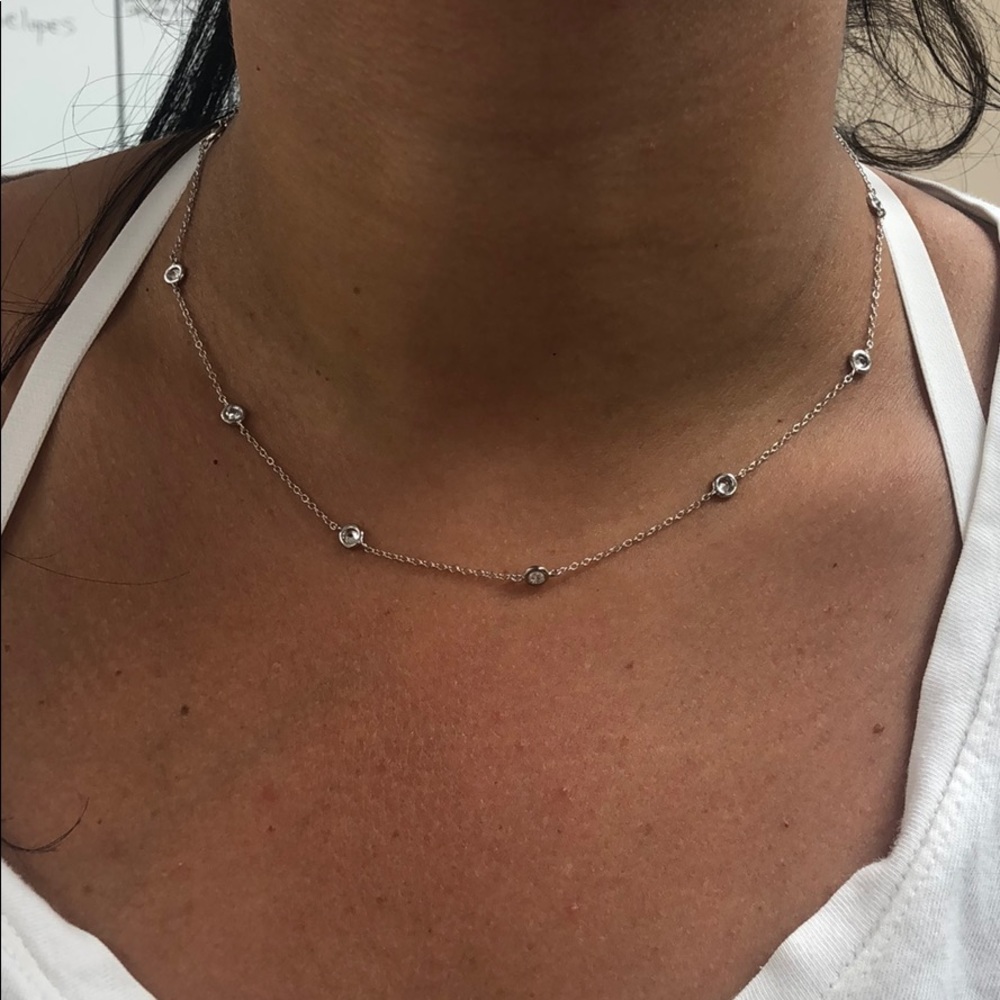 “Just like Diamonds by the Yard” Cubic Zirconia Rhodium Necklace, Boutique